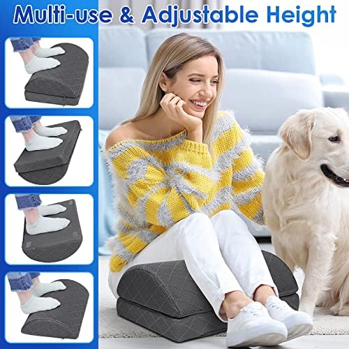 CushZone Foot Rest,Desk & Gaming Accessories,Foot Rest for Under Desk at Work,Comfortable Footrest with 2 Adjustable Heights & Removable Cover, Office Desk Accessories（Gray） (Pack of 2)