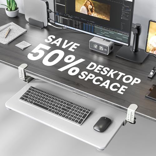 Large Keyboard Tray Under Desk, Pull Out Keyboard & Mouse Tray for Typing