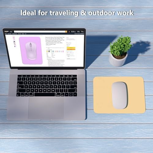 Dapesuom Small Mouse Pad, 6 x 8 Inch Thick Rubber Premium-Textured Non-Slip Portable & Washable Mini Mouse Mat for Women Men Wireless Laptops Keyboard Tray Gaming Computer Office Travel, Navajo White