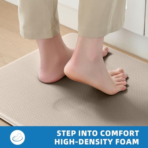 Kitchen Mats for Floor, [2PCS] Anti-Fatigue Kitchen Rugs, Khaki