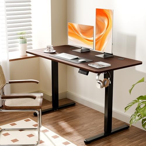 47"x24" Standing Desk, Height Adjustable Sit-Stand Home Office, Walnut
