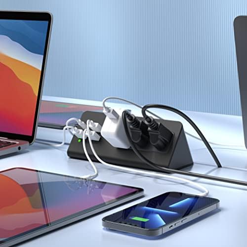 Nightstand Edge Mount Power Strip with USB-C Ports Tabletop Surge Protector Desk Clamp Power Sockets with 3 AC Outlets &4 Fast Charging USB Ports for Home Office Hotel and Dormitory (Black(2-Pack))