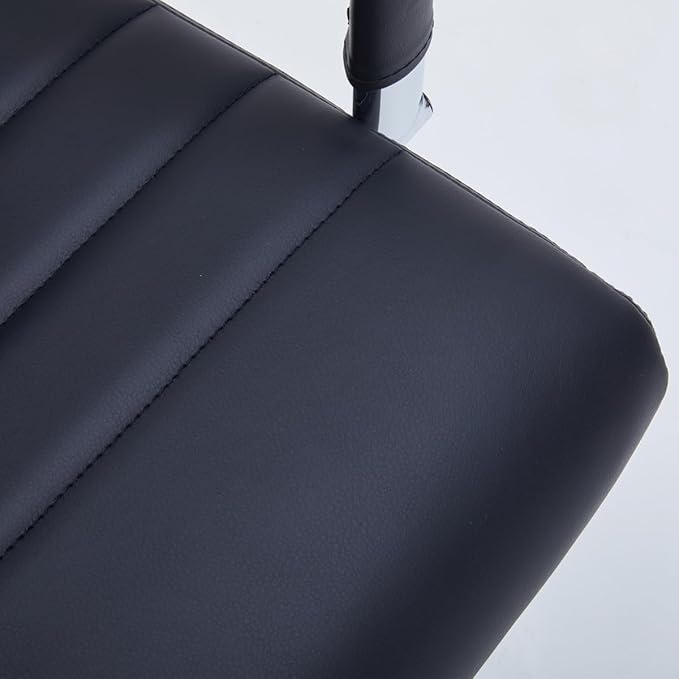 Black Modern High Back Office Desk Chair, PU Leather Ribbed Ergonomic Executive Conference Chair with Wheels, Adjustable Swivel Task Chair with Arms