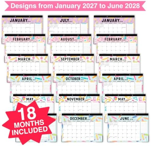 Large Desk Calendar 2027 - Desktop Calendar 2027-2028