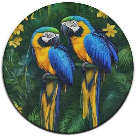 Large Round Area Rug Home Decor Modern Bathroom Rug Kitchen Office Circle Rug for Living Room Sofa Circle Cute Mat Parrots Art, 60inch