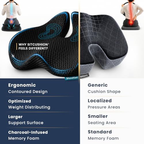 Car Seat Cushion for Driving, Coccyx Cushion for Car (Breathable 4D Cover)