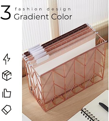 Y YOMA 6 Pack Gradient Hanging File Folders Letter Size Decorative Hanging Folder Pretty File Folder Organizer for Filing Cabinet Office Home with 1/5-Cut Adjustable Tabs, Coco Mocha