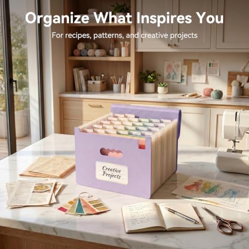 ThinkTex Accordion File Organizer, 26 Pockets File Folders, Soft Violet