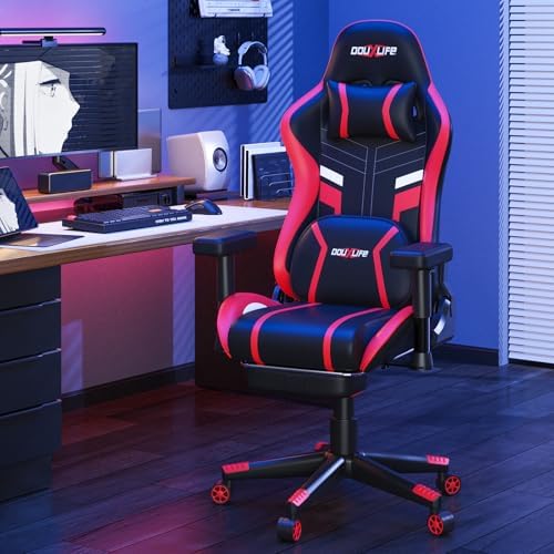 Douxlife 3D Massage Gaming Chair with Footrest Heavy Duty PC Desk Chair