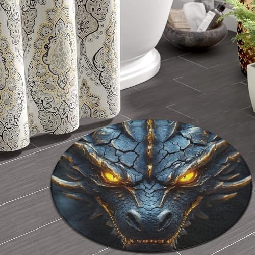Circular Rugs Large Modern Round Area Rug Fashion Decor Mat for Home Office Cool Black Gold Dragon