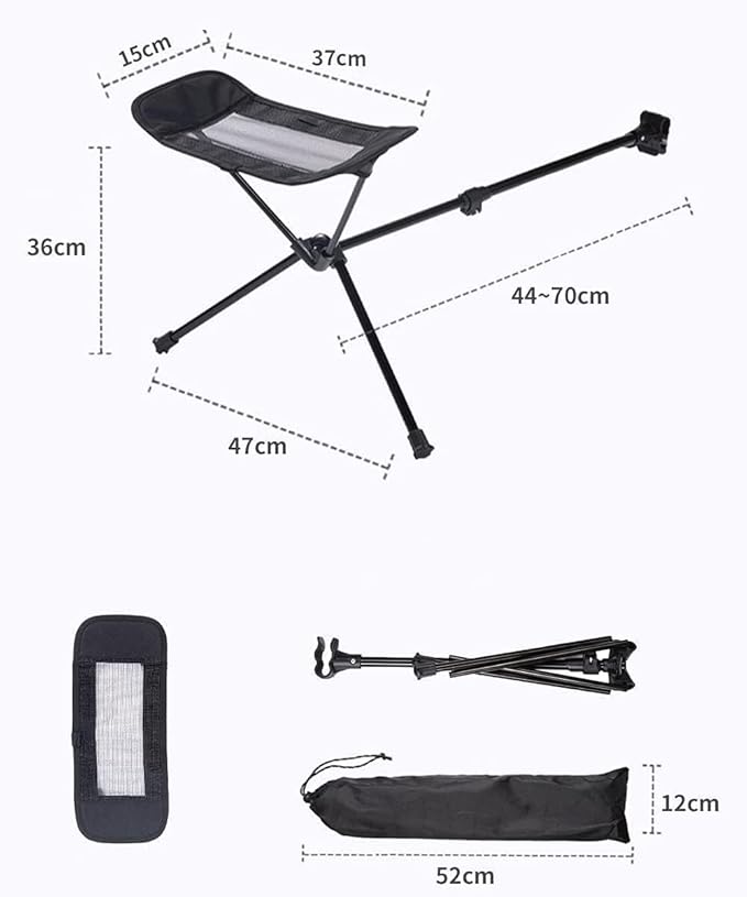 Universal Folding Camping Chair Foot Rest Ottoman Portable Recliner Lazy Retractable Footstool Leg Rest Chair for Hiking Fishing Beach (Gray)