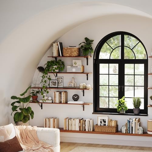 DINZI LVJ Long Wall Shelves, 31.5" Wall Mounted Shelves with Metal Brackets