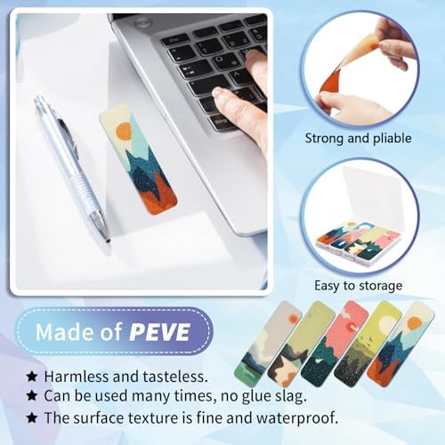 48 Pieces Anxiety Sensory Stickers with Storage Box - Sensory Strips 2 Textured Surface Adhesives Fidget Strips for Office Desk Relieve Adult Stress (Landscape Style)