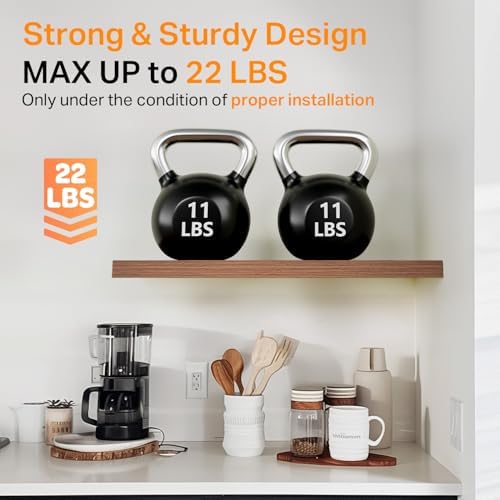 BAYKA Walnut-Like Floating Shelves 15.7in, 3 Pack, Wall Mounted Wall Decor