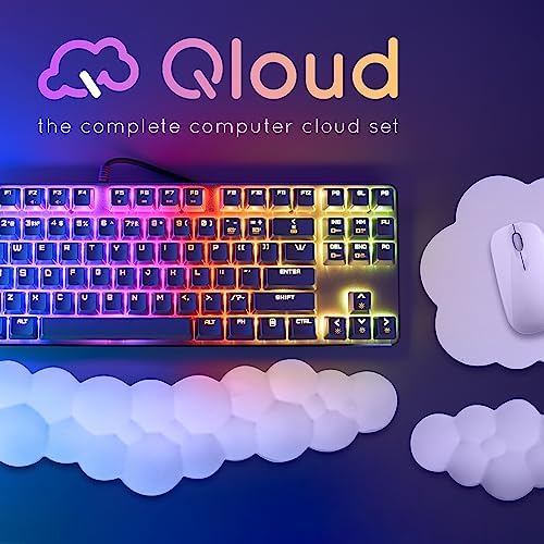 Rainbow Cloud Keyboard Wrist Rest – Create-ables Qloud Rainbow Wrist Rest for Computer Keyboard and Mouse, Ergonomic Memory Foam Wrist Pad with Non-Slip Base, Includes Cloud Mouse Pad