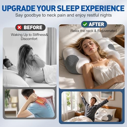 Pillow for Neck Pain Relief, Ergonomic Pillow for Neck Pain