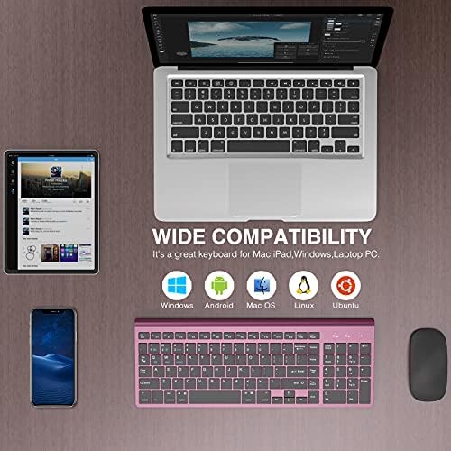 JOYACCESS Bluetooth Keyboard,Multi-Device (2.4G+BT3.0+BT5.0) Wireless Bluetooth Keyboard Compatible with iMac/Mac,MacBook,Laptop,Android,Windows-Wine Red