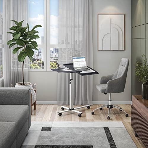Techni Mobili Adjustable Height Rolling Laptop Cart w/ Tilting Top Graphite