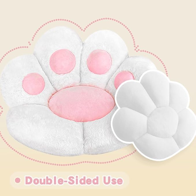 MOONBEEKI Cat Paw Cushion Chair Comfy Kawaii Plush Seat Cushions Lazy Pillow for Gamer Chair 28"x 24" Cozy Floor Cute Seat for Girl Worker Gift, Dining Room Bedroom Decorate, White