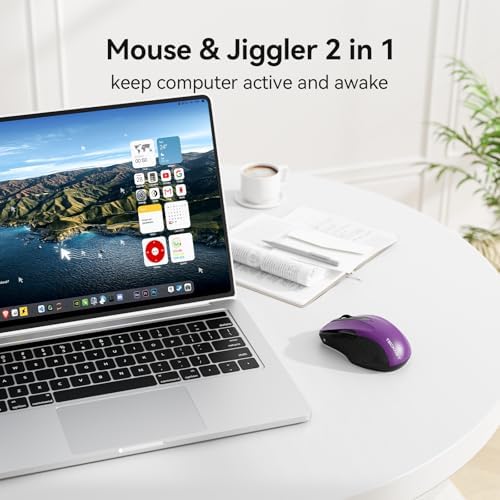 TECKNET Rechargeable Jiggler Wireless Mouse, Dual-Mode Connectivity, Purple