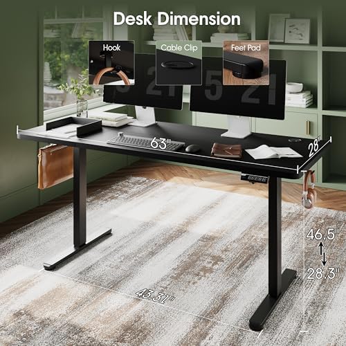 Monomi Electric Standing Desk 63"x28"Height Adjustable Sit Stand Desk