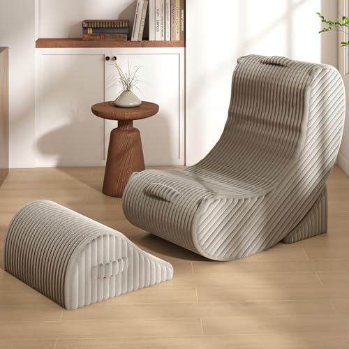 Quiet Rocking Chair, 3-in-1 Adjustable Boneless Floor Recliner for Adults