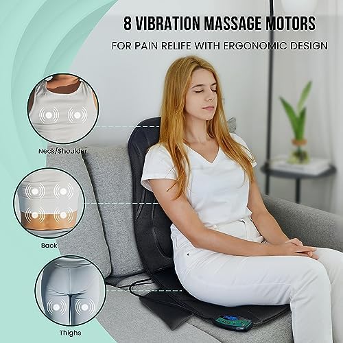 Snailax Vibration Back Massager with Heat, 8 Motors Massage Chair Pad