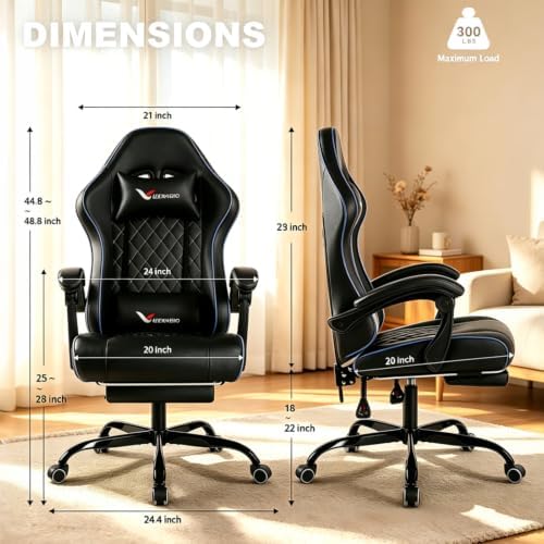Ergonomic Gaming Chair with Footrest Lumbar Support, Home Office Game Desk