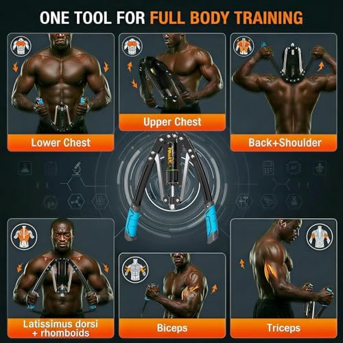 Arm Exercise Equipment Chest Workout - 10 Gears 22-440lb Hydraulic Power