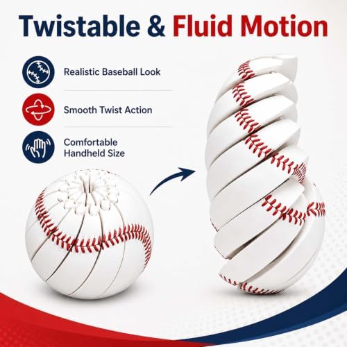 Baseball Fidget Toys for Adults, 3D Printed Twist Ball for Stress Relief