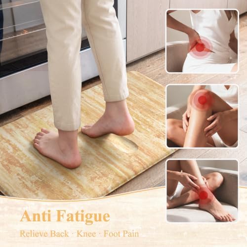 KIMODE Fall Decor Kitchen Mats Cushioned Anti Fatigue,Orange Aabstract Rugs