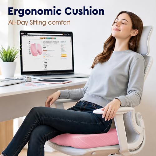TushGuard Seat Cushion, Memory Foam Office Chair Cushion - Pink, XXX-Large