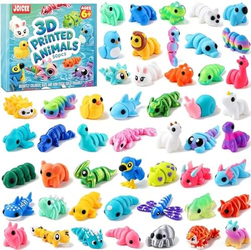 50Pcs Mini 3D Printed Animals Articulated Flexible 3D Printed Fidget Toys