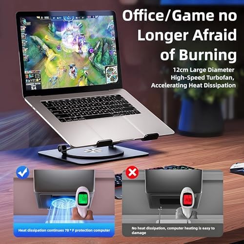 Adjustable Laptop Stand with Cooling Fan & 360 Rotating Base