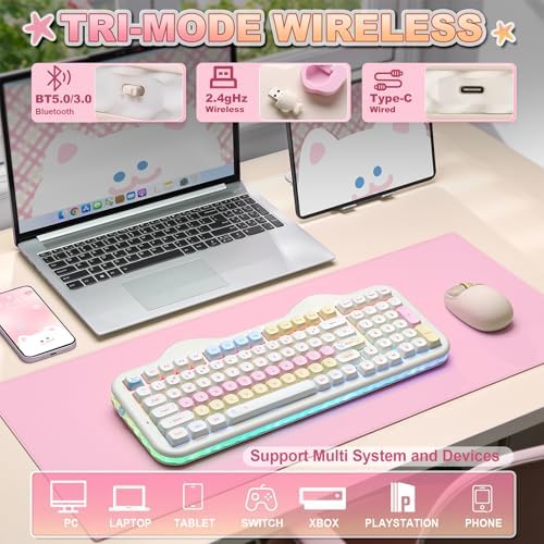 YUNZII C98 Cute Cake Wireless Mechanical Keyboard (Beige, Candy Switch)