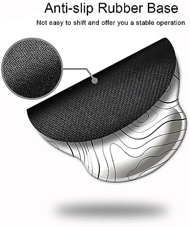 Ergonomic Mouse Pad with Wrist Support,Mouse Pad with Wrist Rest,Relieve Wrist Pain Mousepad Non-Slip Rubber Base,Mouse Pads for Desk,Computers,Laptop,Office,Home,Accessories White Topographic Line