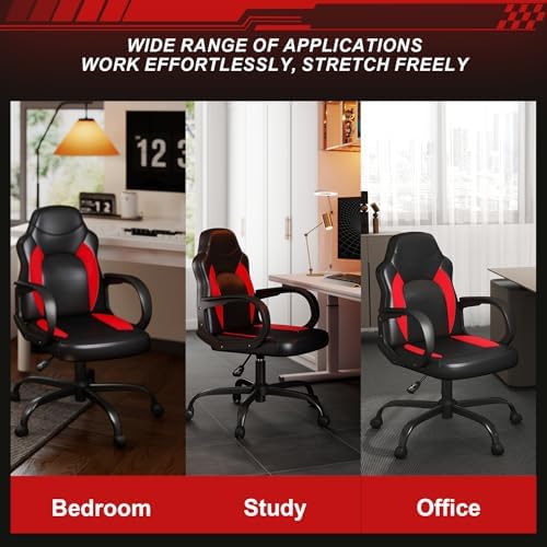 Comfy Gaming Chair, High‑Back Computer Video Game Chair, Red