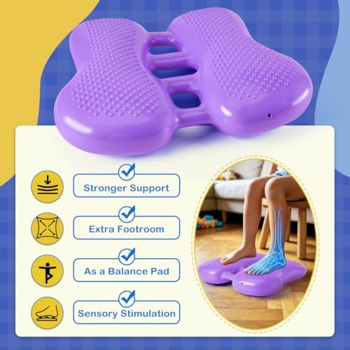 ADHD Tools for Kids Fimeetoy Wiggle Feet Cushion,Fidgets for Kids,Sensory Foot Cushion for Fidgety Feet,Quiet Fidget for Focus,Autism Special Education Classroom Must Haves,Balance Board-Purple