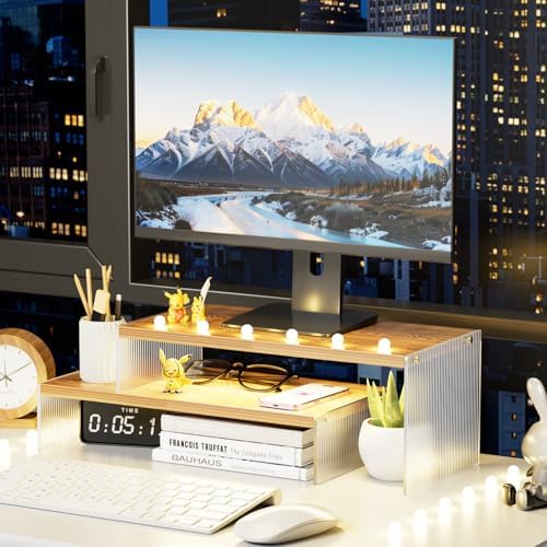 YGYQZ Adjustable Monitor Stand Riser, 7.67"×15.74" Dual Monitor Desk Stand