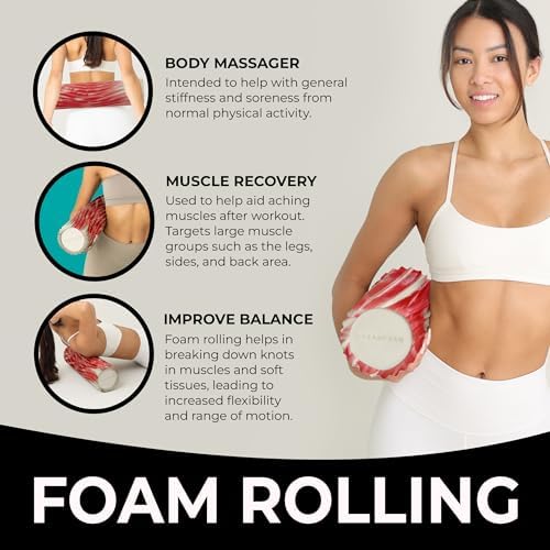 Oceanfoam Tidal Roller - Massage Foam Roller for Exercise (Red Marbled)