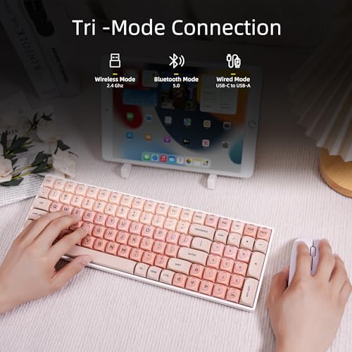 ZORNHER ZH100 Foundation Mechanical Keyboard,98% Pink Creamy Keyboard with Number Pad,Full Size Gaming Keyboard Cute,Jelly MOA Profile Round Keycaps,Clicky Blue Switches