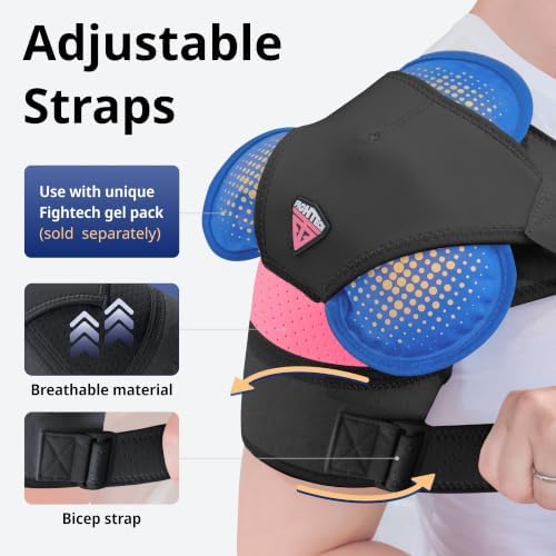 Shoulder Brace - Support & Injury Prevention Brace- Joint Pain Releaser- Shoulder Compression Wrap Strap - Adjustable Injury Accessories for Shoulders - Premium Quality Strap by FIGHTECH (Pink, L-XL)