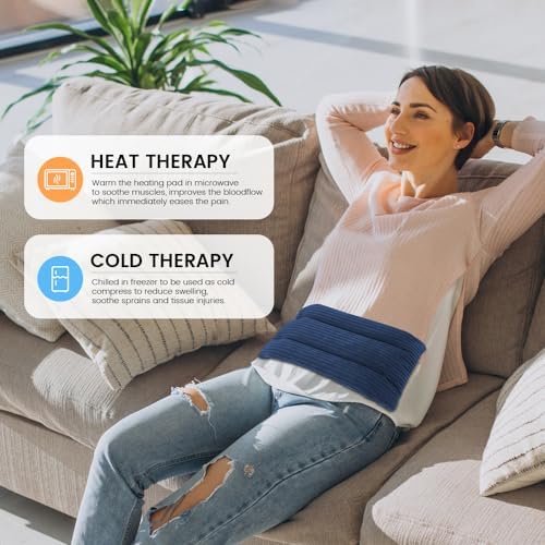 Mini Microwave Heating Pad - 2 Pack, Moist Heat Pack Pillow Warm Compress for Neck, Shoulders, Knee, Wrist, Abdomen (Dark Blue)