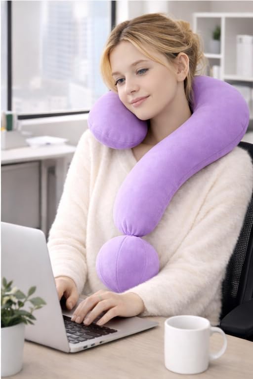 EVOLIVE Question Mark Neck Pillow 15"x24" Velvet Ergonomic Support Lavender