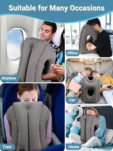 Maliton Inflatable Travel Pillow for Airplane (Dark Grey)