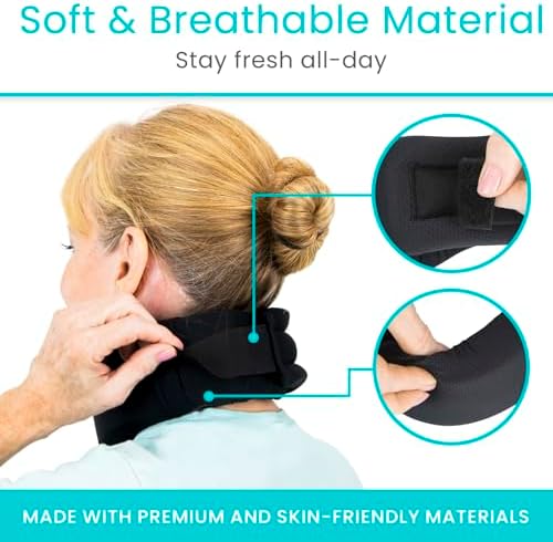 Vive Neck Brace Cervical Collar - Soft Foam for Neck Pain, Sleeping, Support for Women & Men - Universal Size Orthopedic Collar for Stiff & Pinched Nerve - Adjustable Wrap, Chin Contour (3.0")
