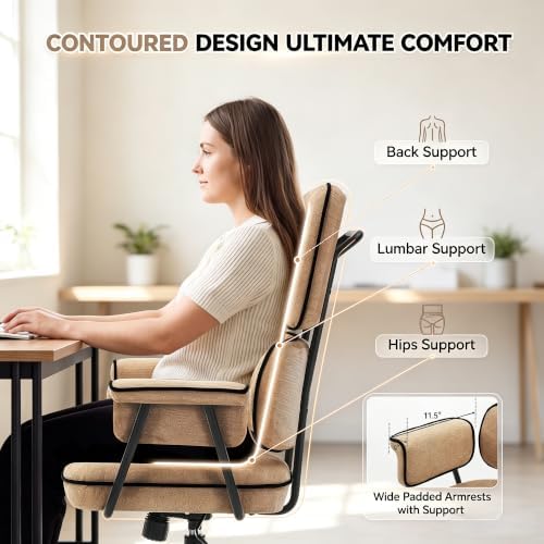 Ergonomic Office Chair, Mid Century Modern Desk Chair, Vintage Brown