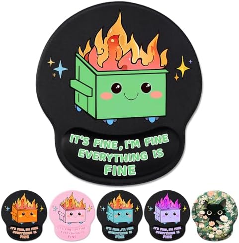 Hancynir Dumpster on Fire Ergonomic Mouse Pad with Wrist Support Desk Decor