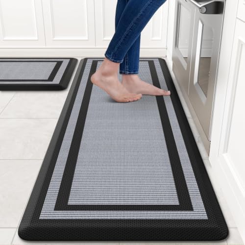 2PCS Kitchen Rugs Cushioned Anti-Fatigue Kitchen Mats Comfort Standing Mat