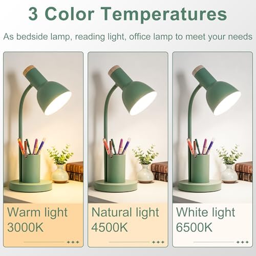 WLHONG LED Desk Lamp, Table Lamps with Pen Holder, Eye-Caring Reading Light